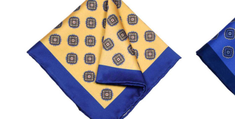 Yellow Blue Medallion Pocket Square