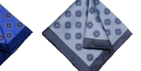 Blue Square Pattern Pocket Square